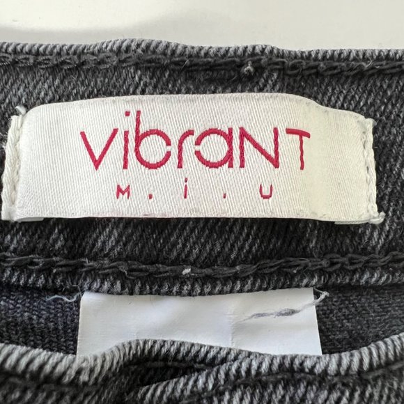 Vibrant MIU Womens Busted Mom Jeans Black Distressed Ripped Cropped size 25 - Picture 11 of 14